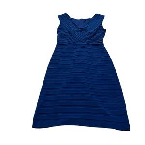 Adrianna Papell Royal Blue Pleated Fit-and-Flare Dress